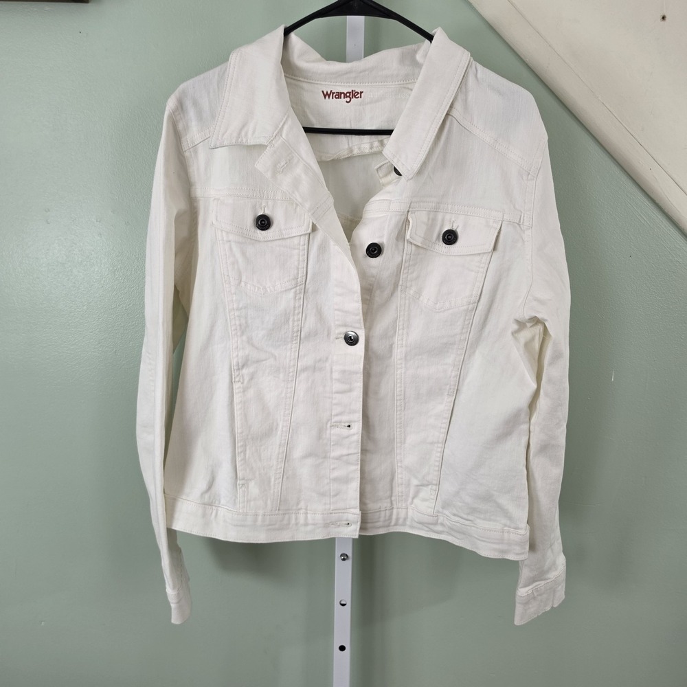 Wrangler Authentics Denim Jean Trucket Jacket Women's XL.‎ White Stretch Retro